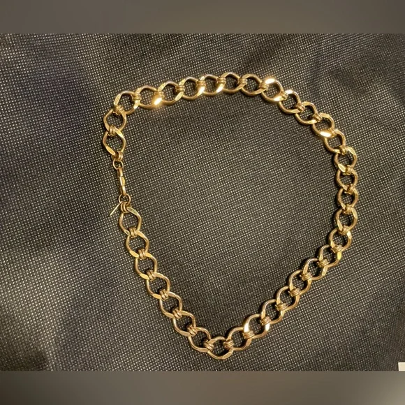 Vintage Signed Monet Choker Necklace Link Wide Curb Chain 18” - Picture 3 of 6